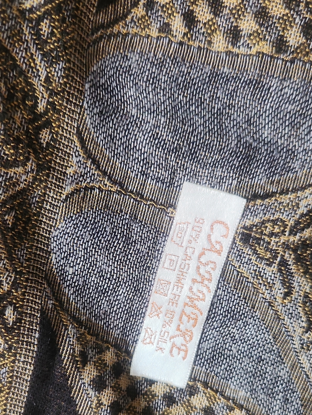 Gold and Brown Cashmere Scarf - Picture 3 of 5